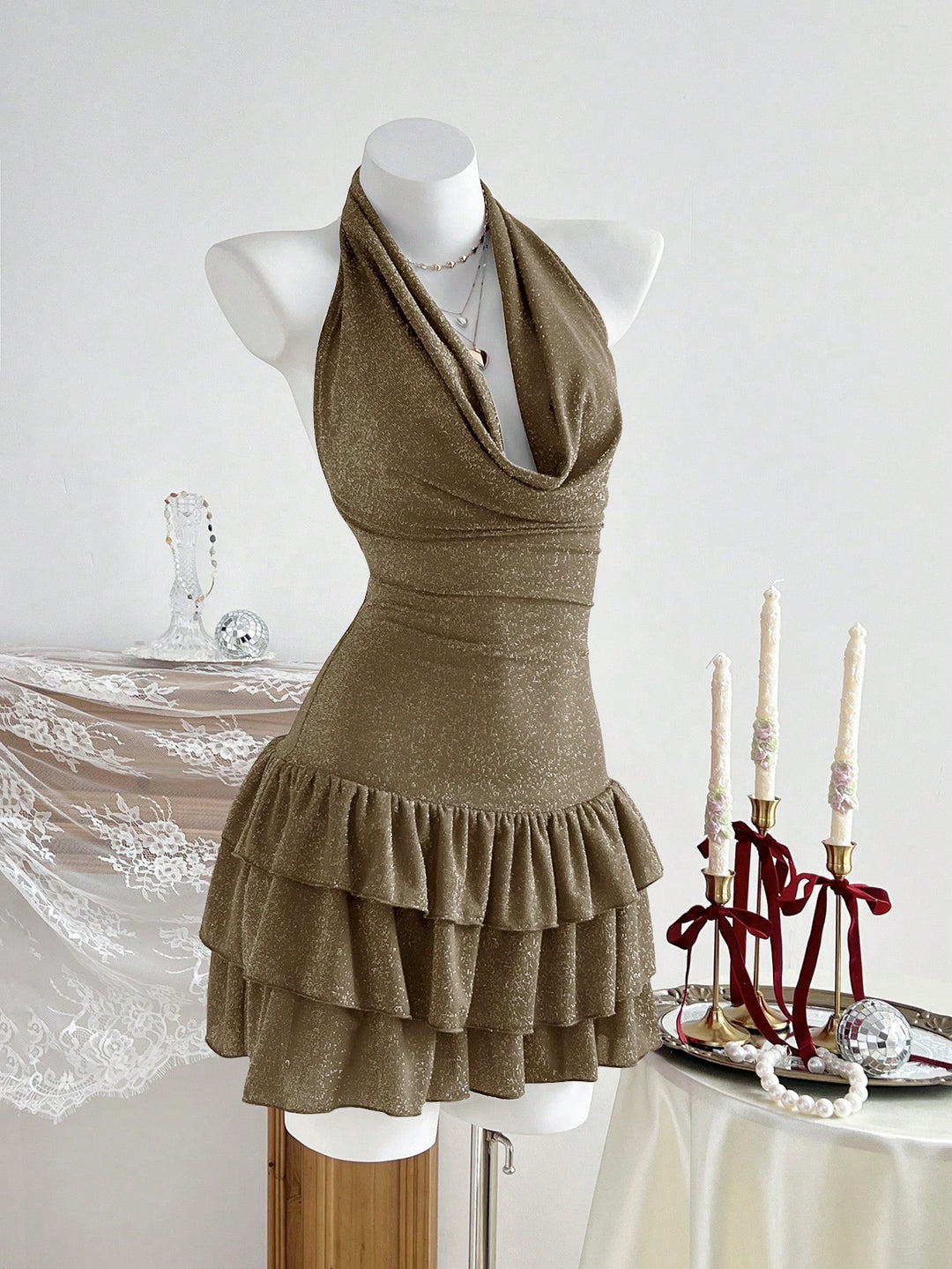 Rochie mini SHEIN, kaki
