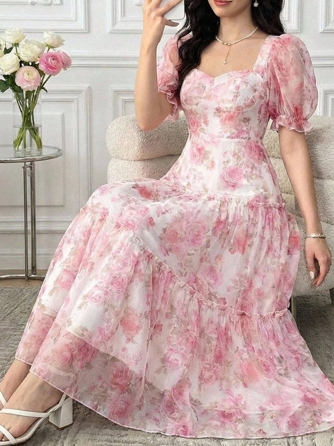 SHEIN maxi ruha, rózsaszín