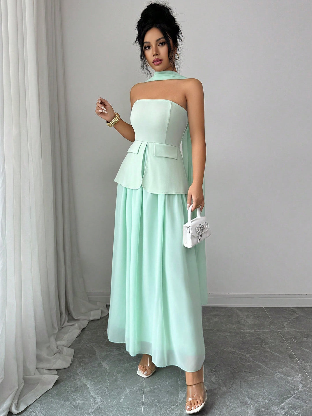 Rochie maxi SHEIN, turcoaz