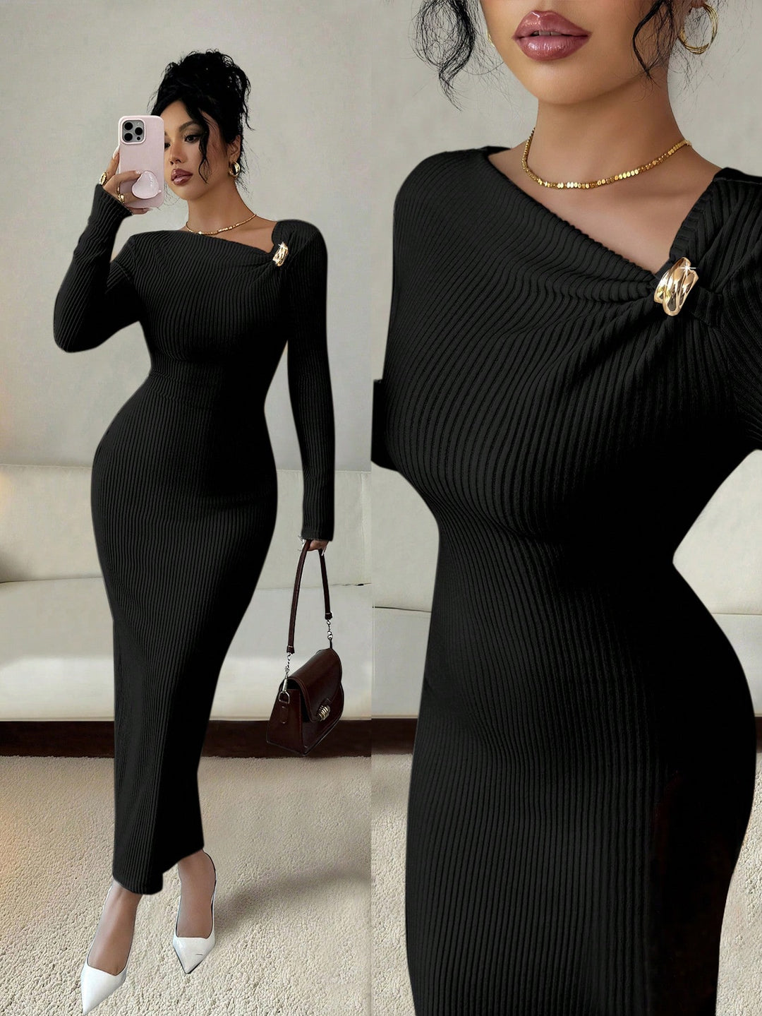 Rochie midi SHEIN, negru