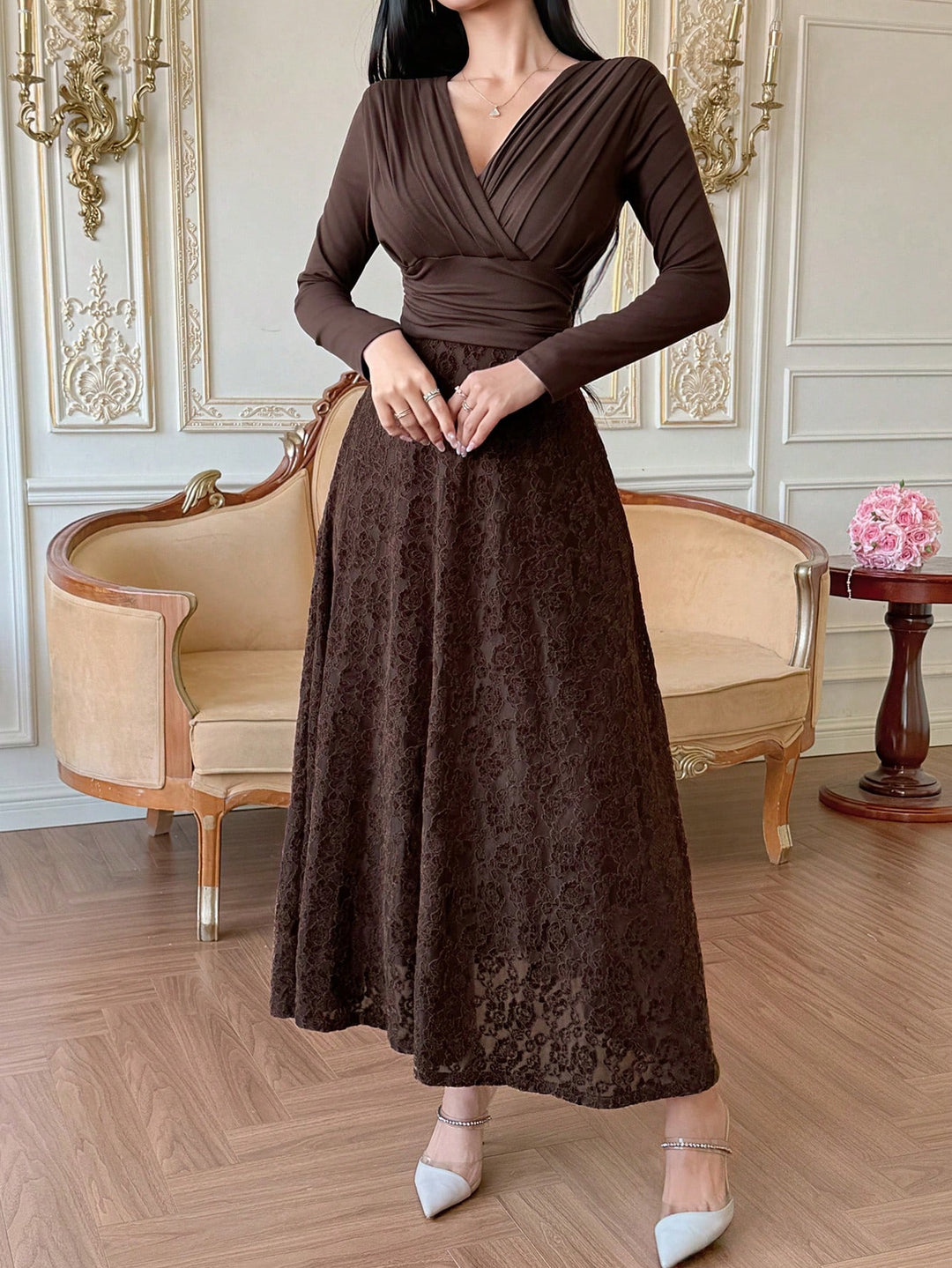 Rochie maxi SHEIN, maro