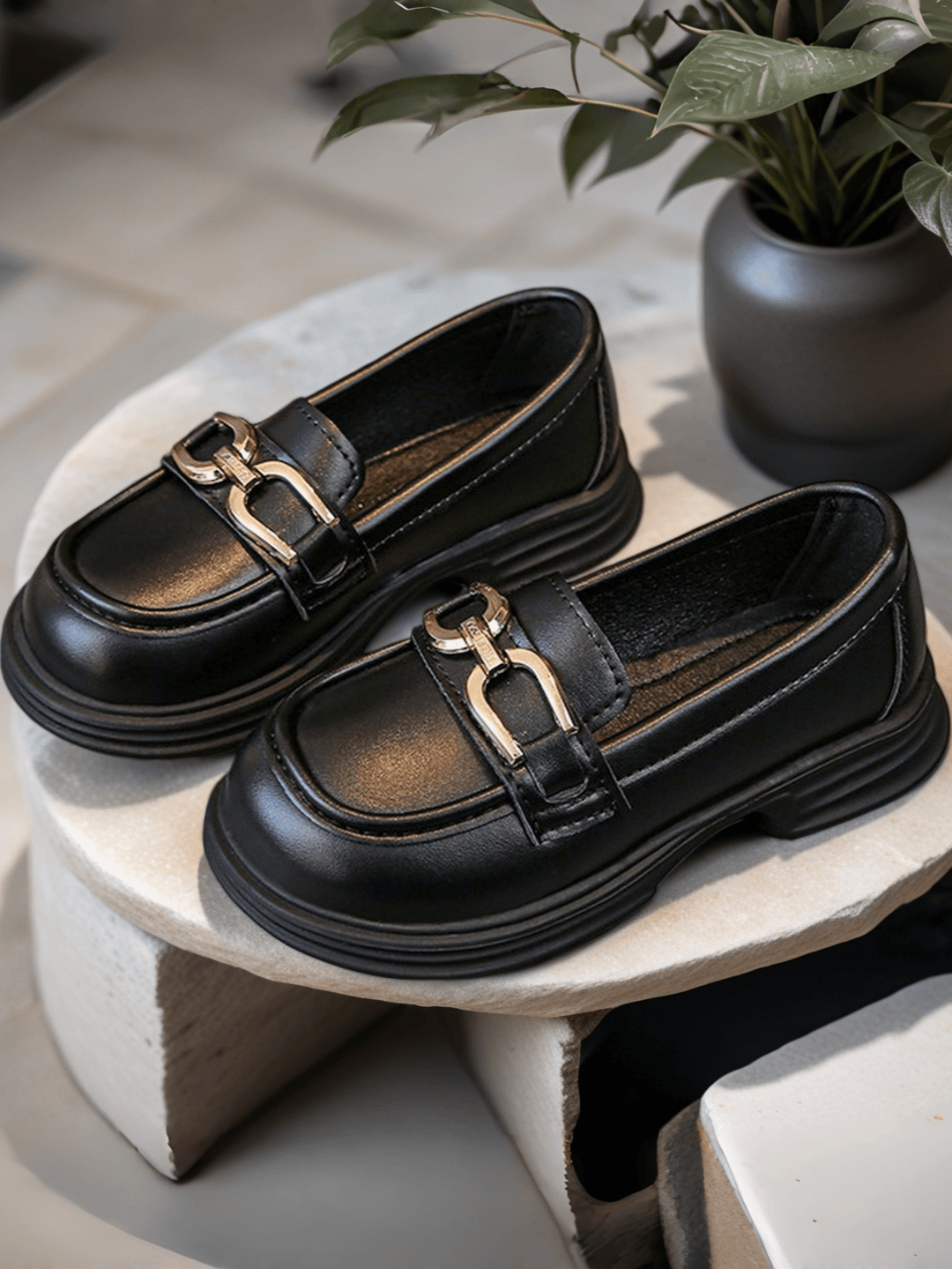 Pantofi fete loafers SHEIN, negru