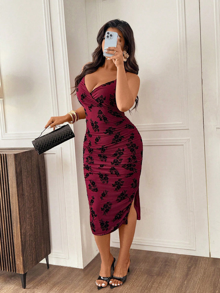 SHEIN bordó midi ruha