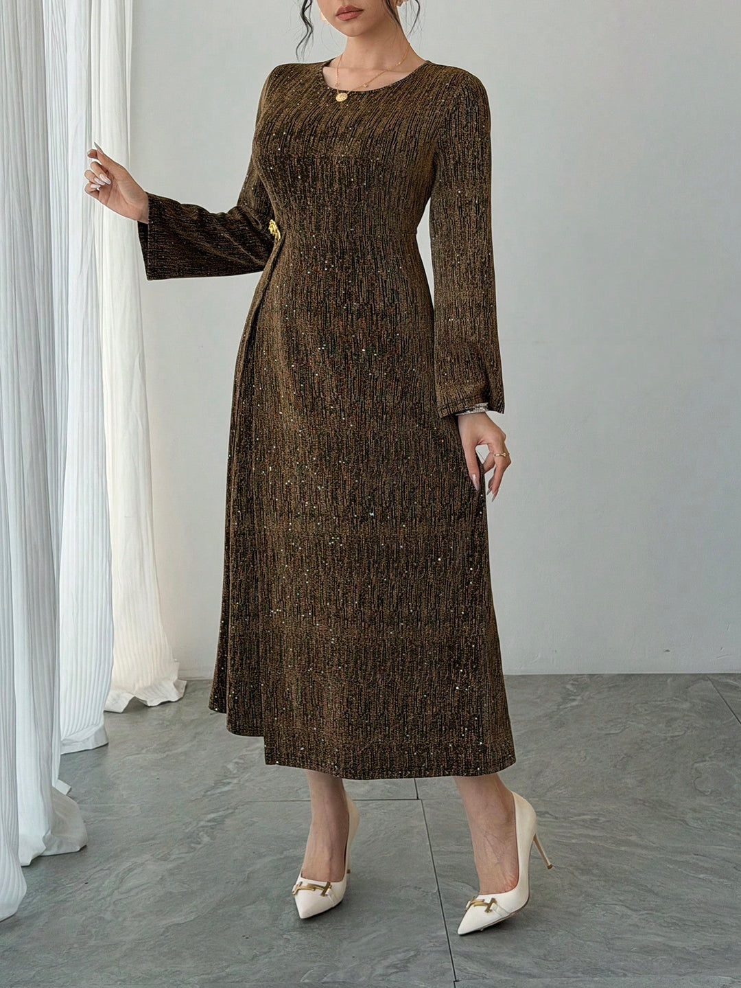 Rochie maxi SHEIN, auriu