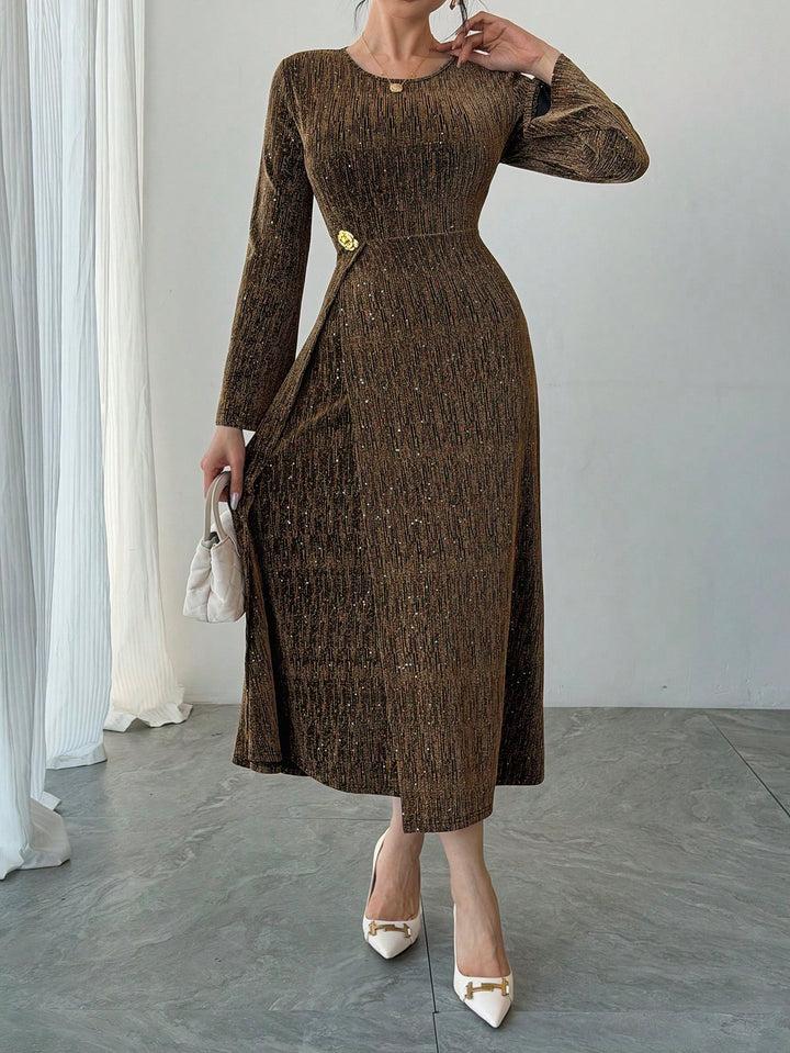 Rochie maxi SHEIN, auriu