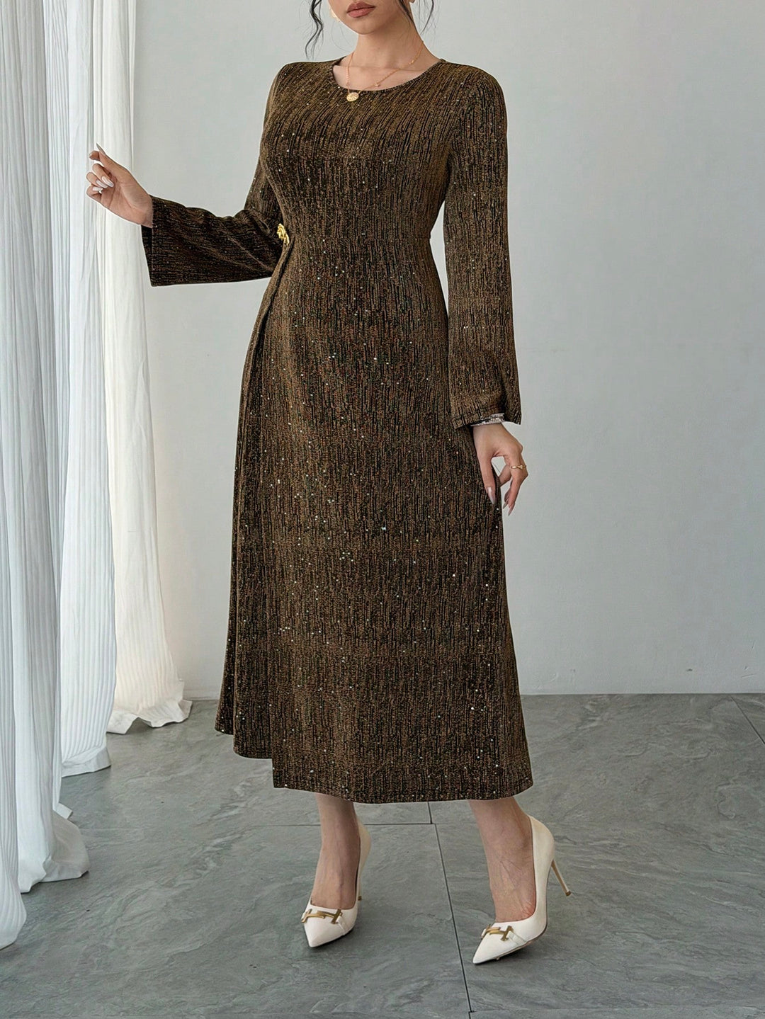 Rochie maxi SHEIN, auriu