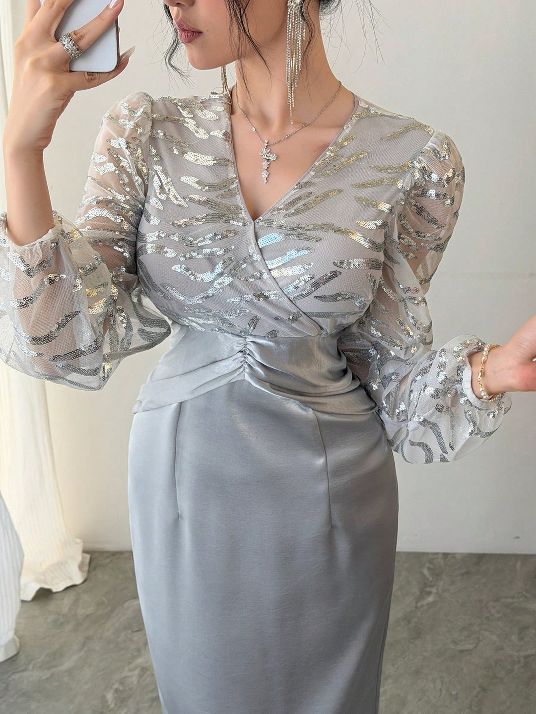Rochie mini SHEIN, argintiu