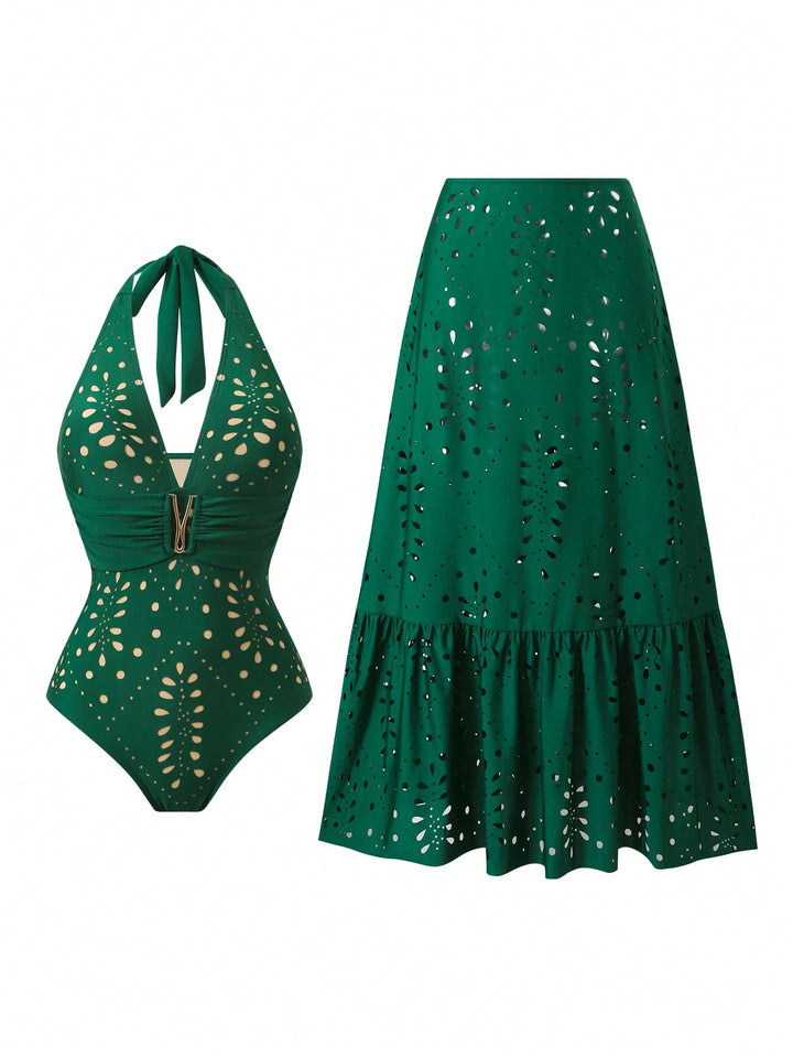 Costum de baie SHEIN, verde