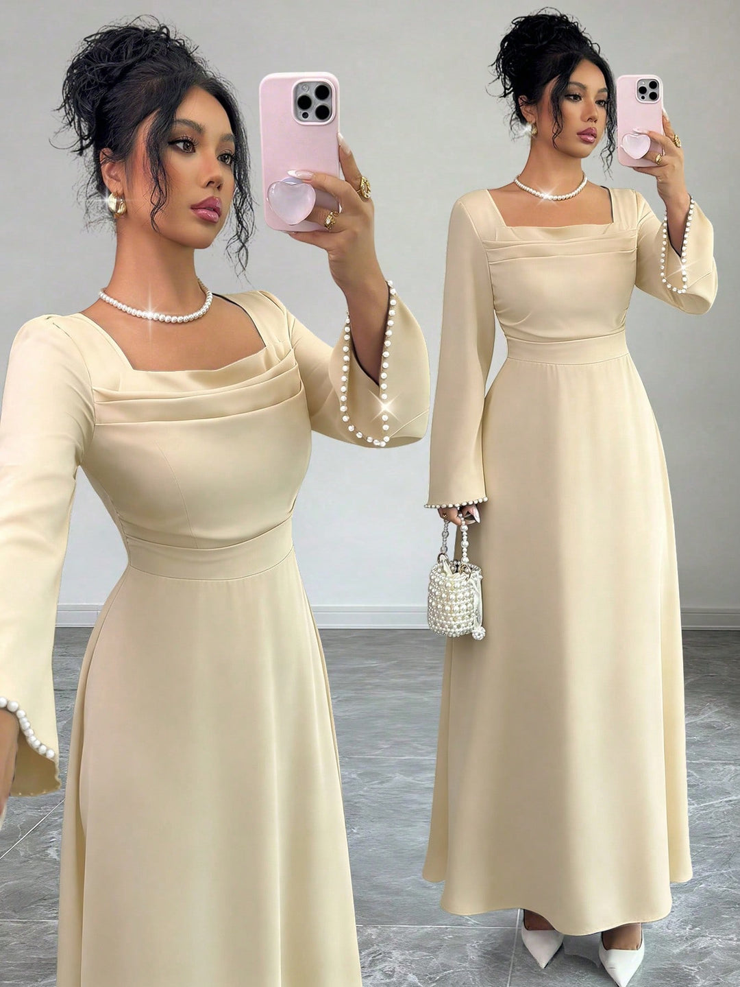 Rochie maxi SHEIN, crem