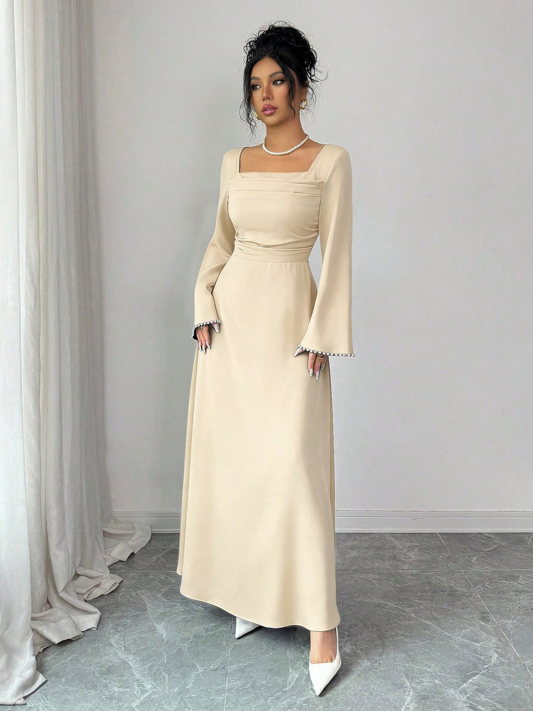 Rochie maxi SHEIN, crem