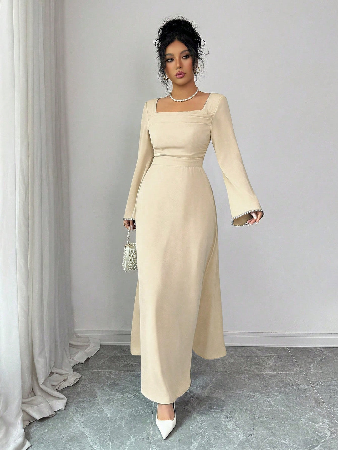 Rochie maxi SHEIN, crem