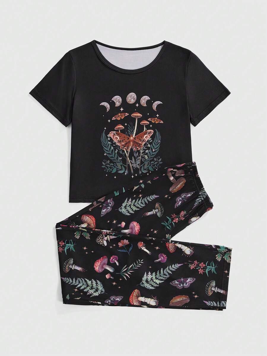 Compleu pijamale SHEIN, negru
