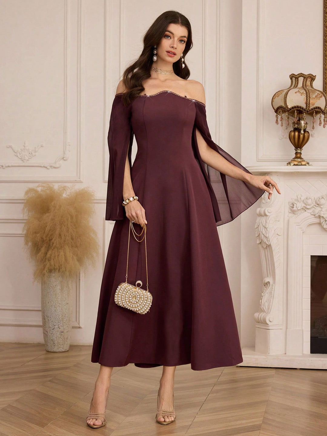Rochie maxi SHEIN, maro