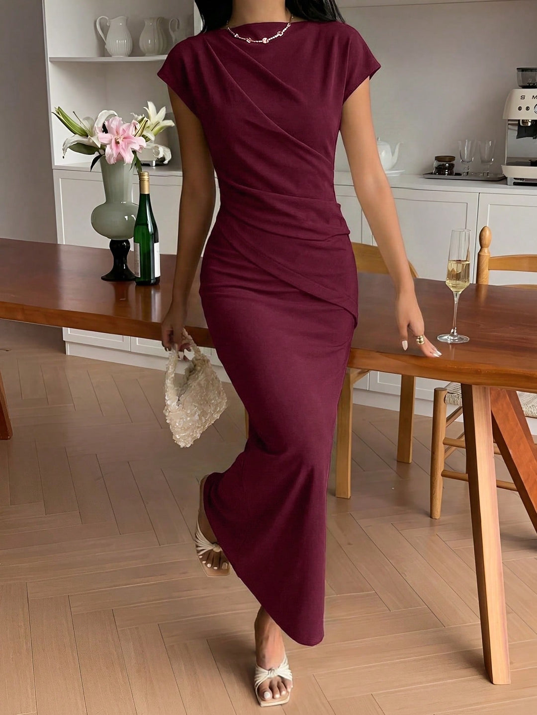 SHEIN, bordó midiruha