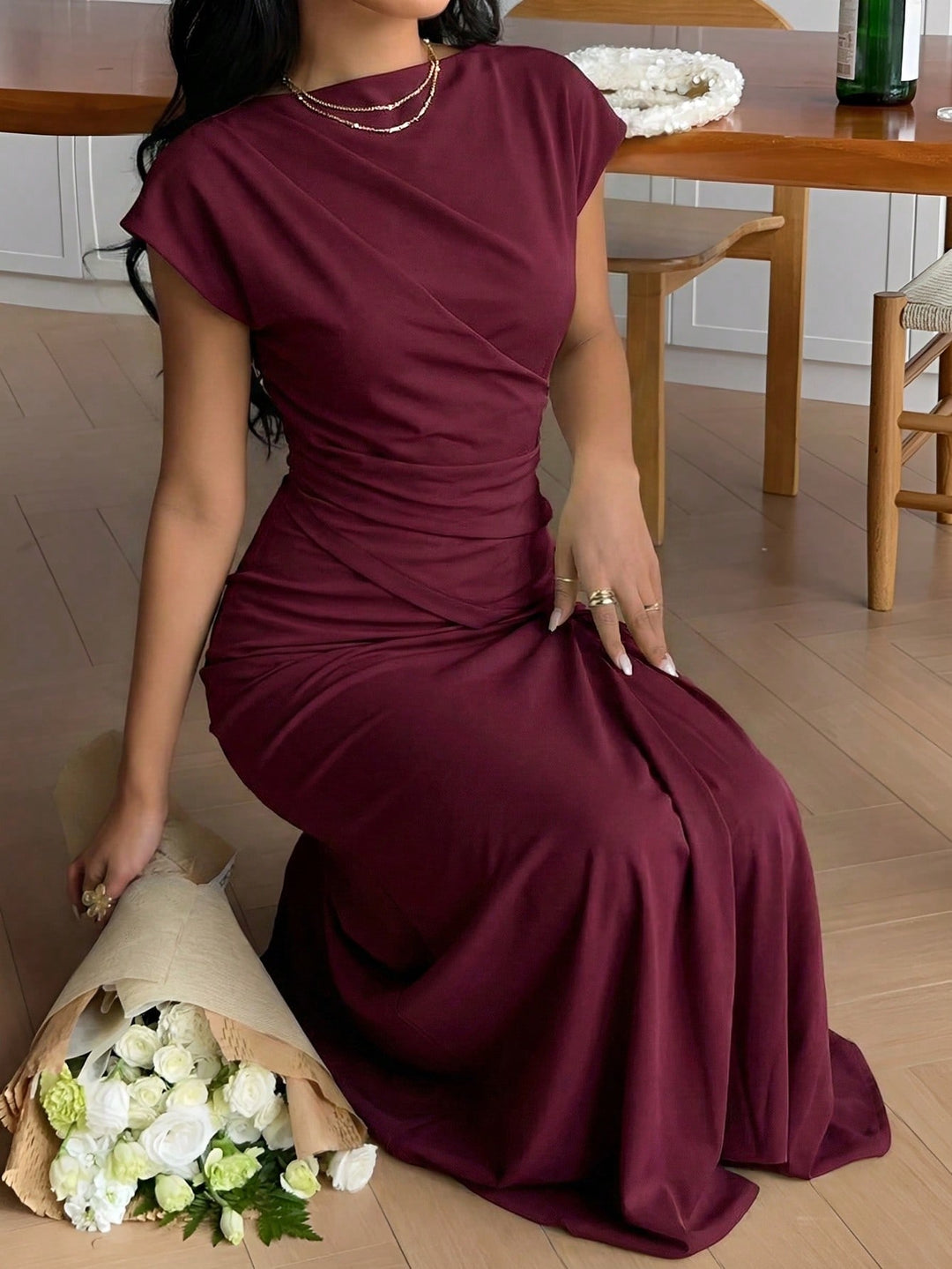 SHEIN, bordó midiruha
