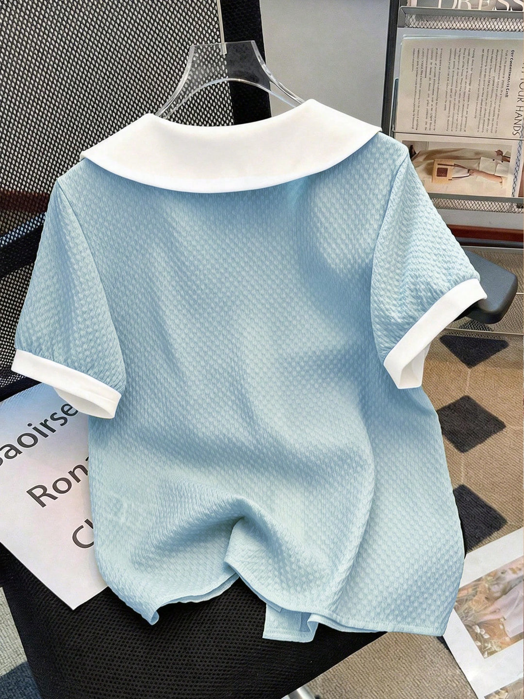 Cămașă tip bluza SHEIN, albastru