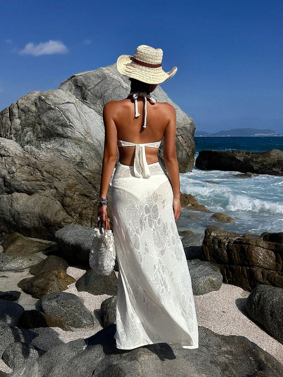 Rochie de plaja SHEIN, crem