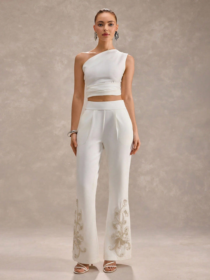 Pantaloni SHEIN, alb