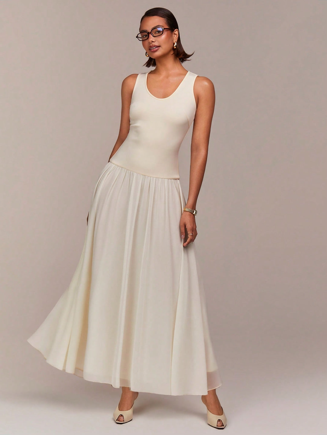 Rochie maxi SHEIN, bej