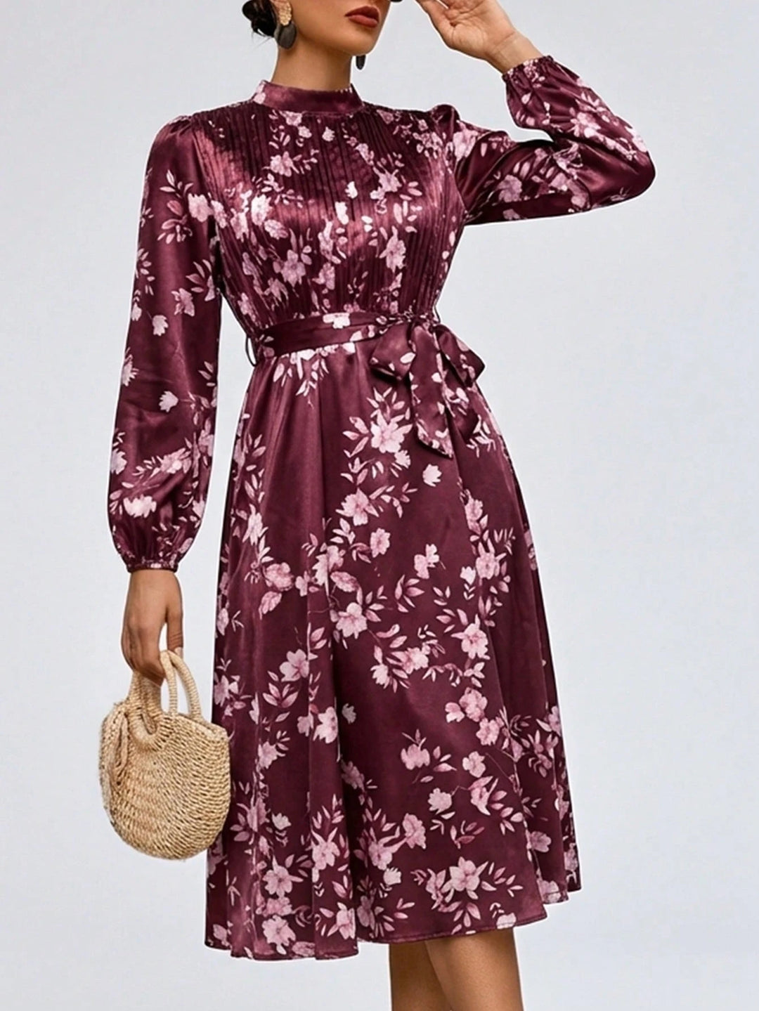 SHEIN bordó midiruha