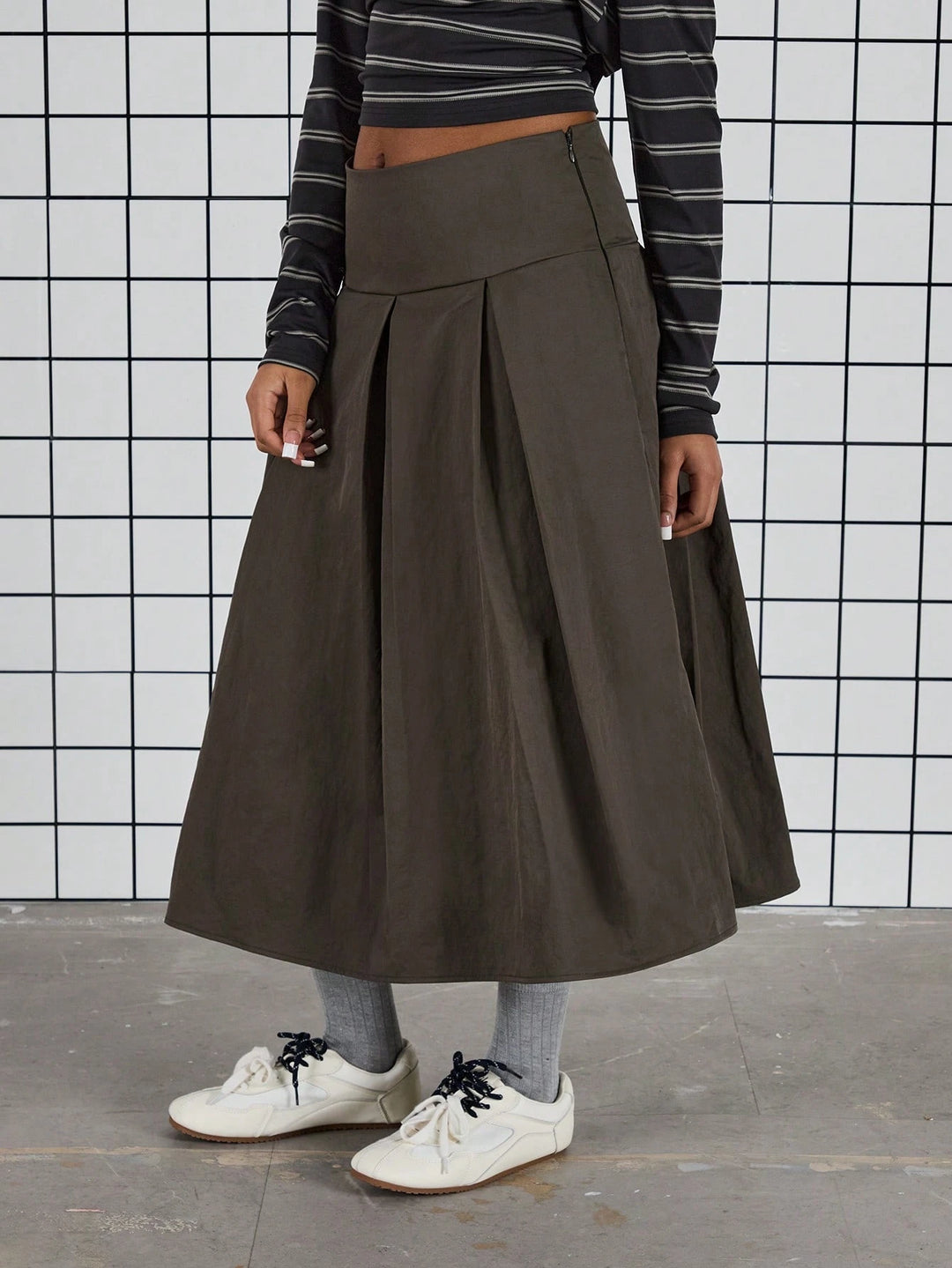 SHEIN midiszoknya, khaki