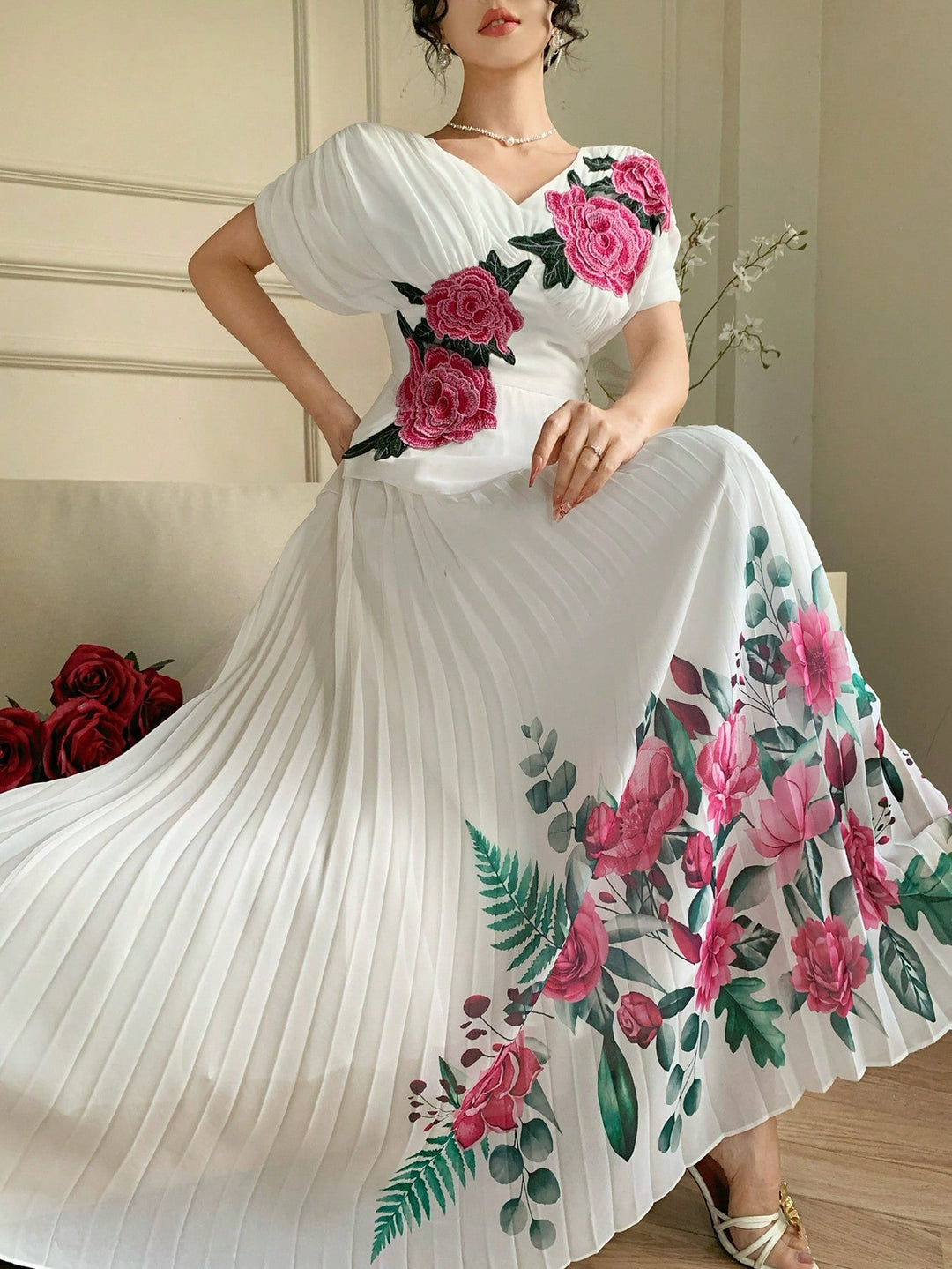 Rochie maxi SHEIN, alb