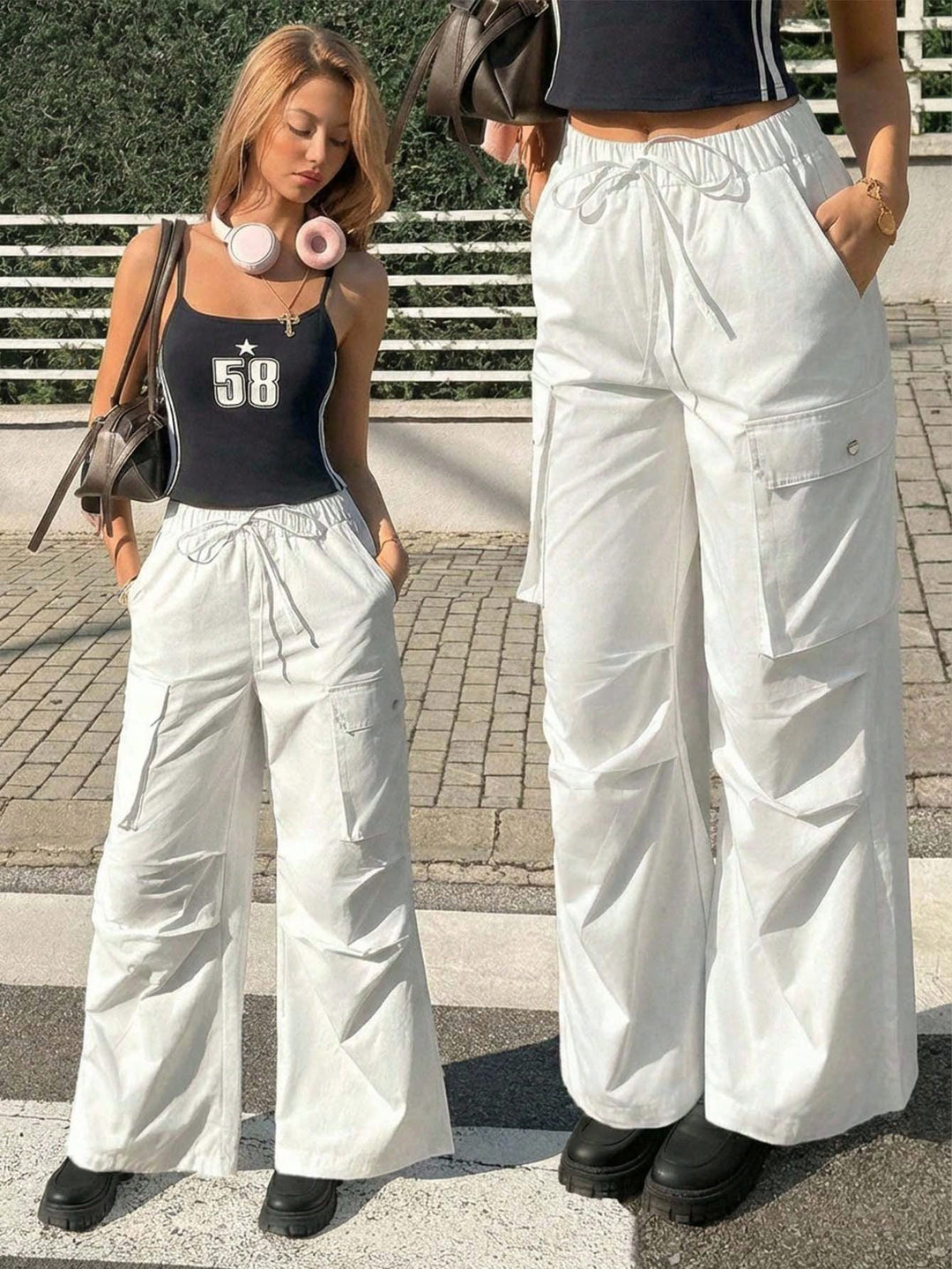 Pantaloni SHEIN, alb