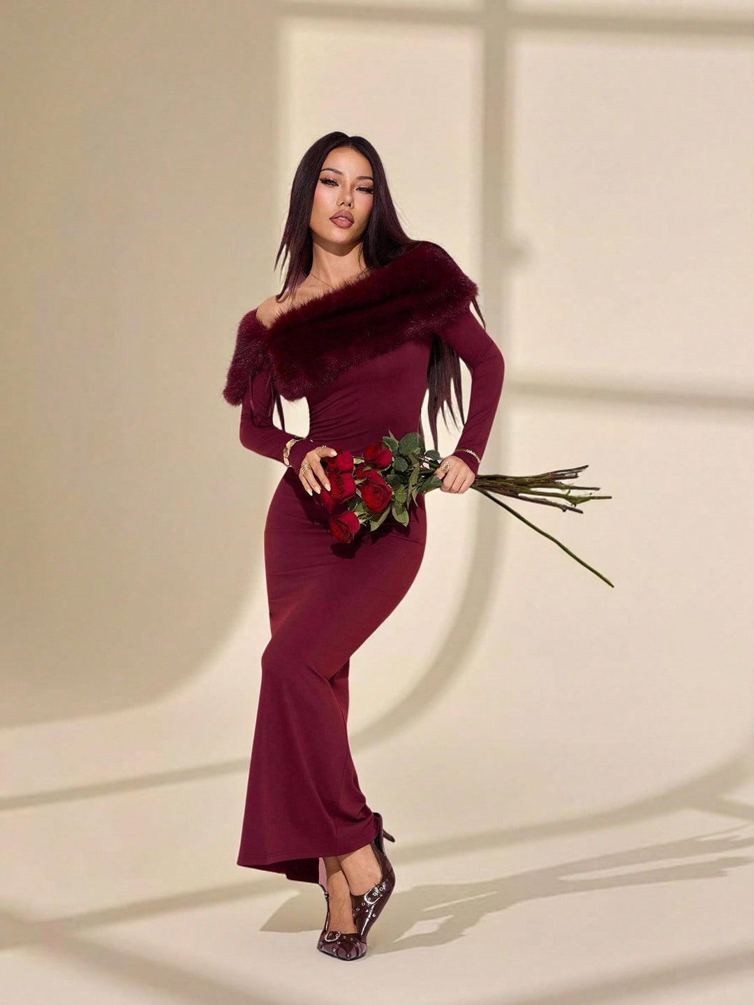 Rochie maxi SHEIN, vișiniu