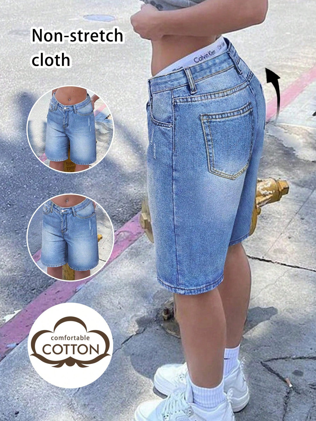Pantaloni scurți SHEIN, albastru