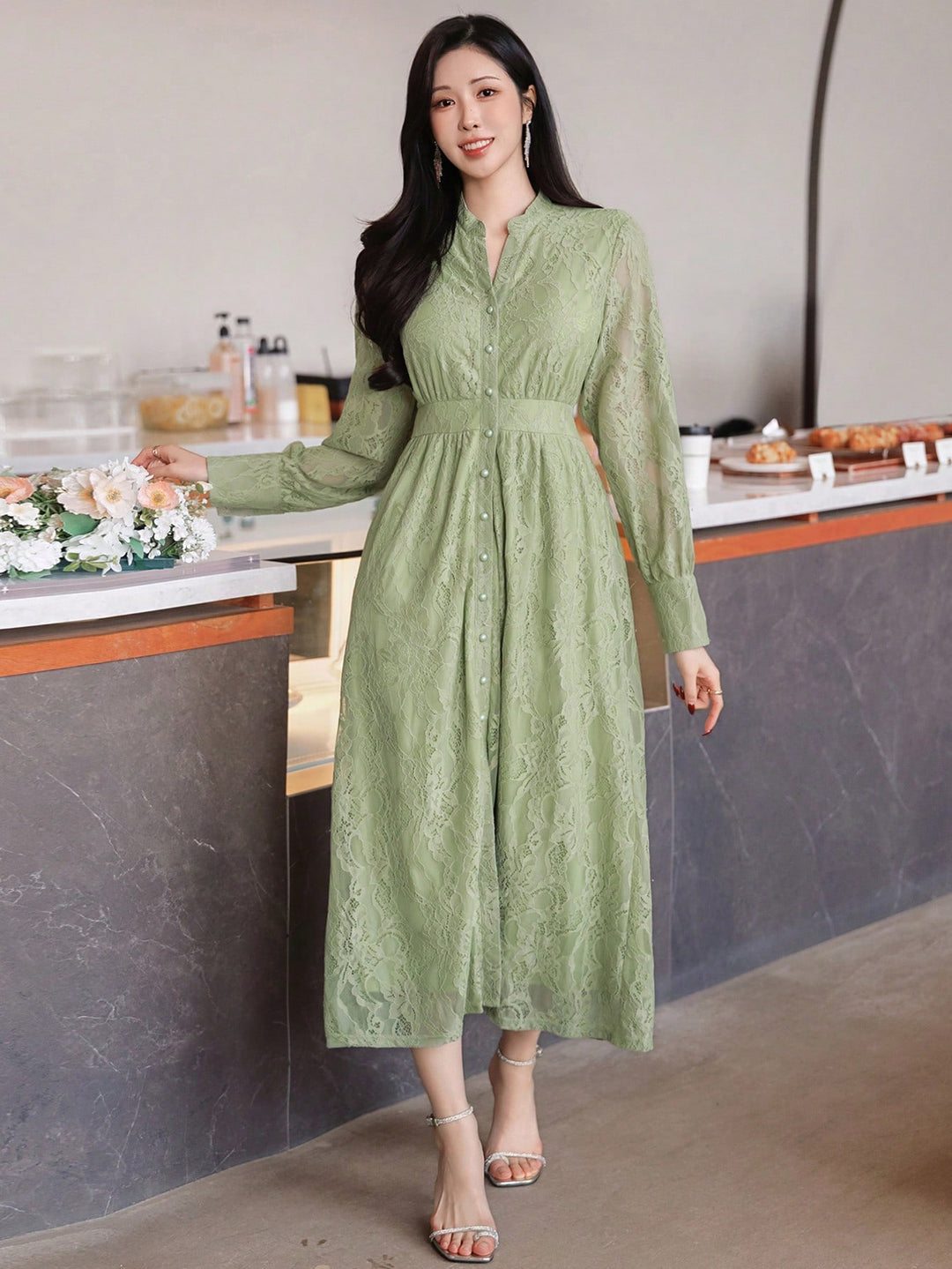 Rochie maxi SHEIN, verde