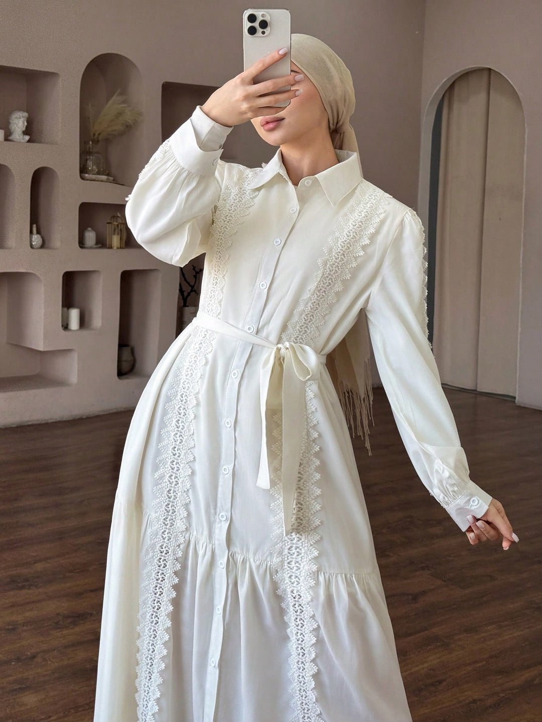 SHEIN midi ruha, bézs