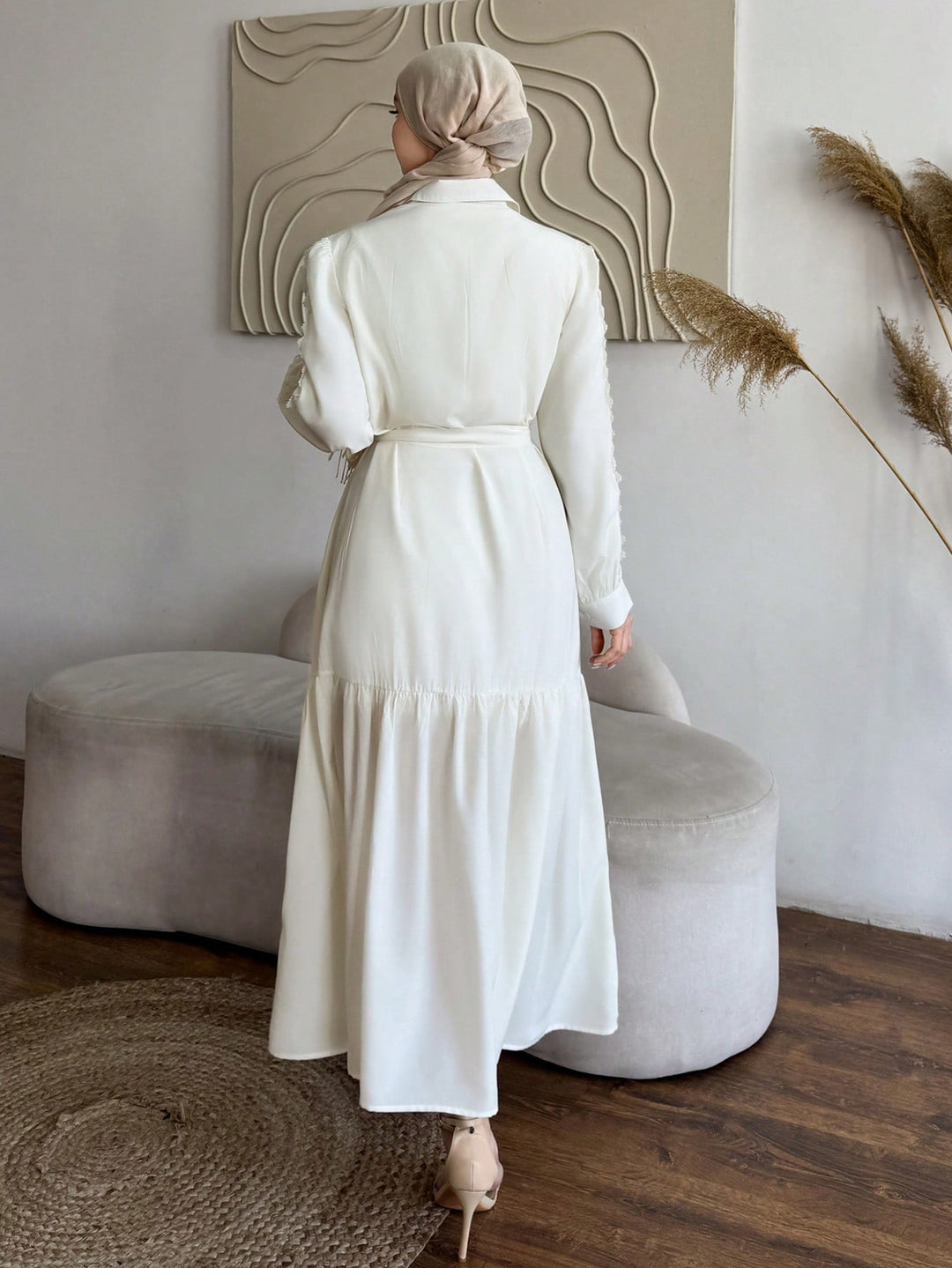 SHEIN midi ruha, bézs
