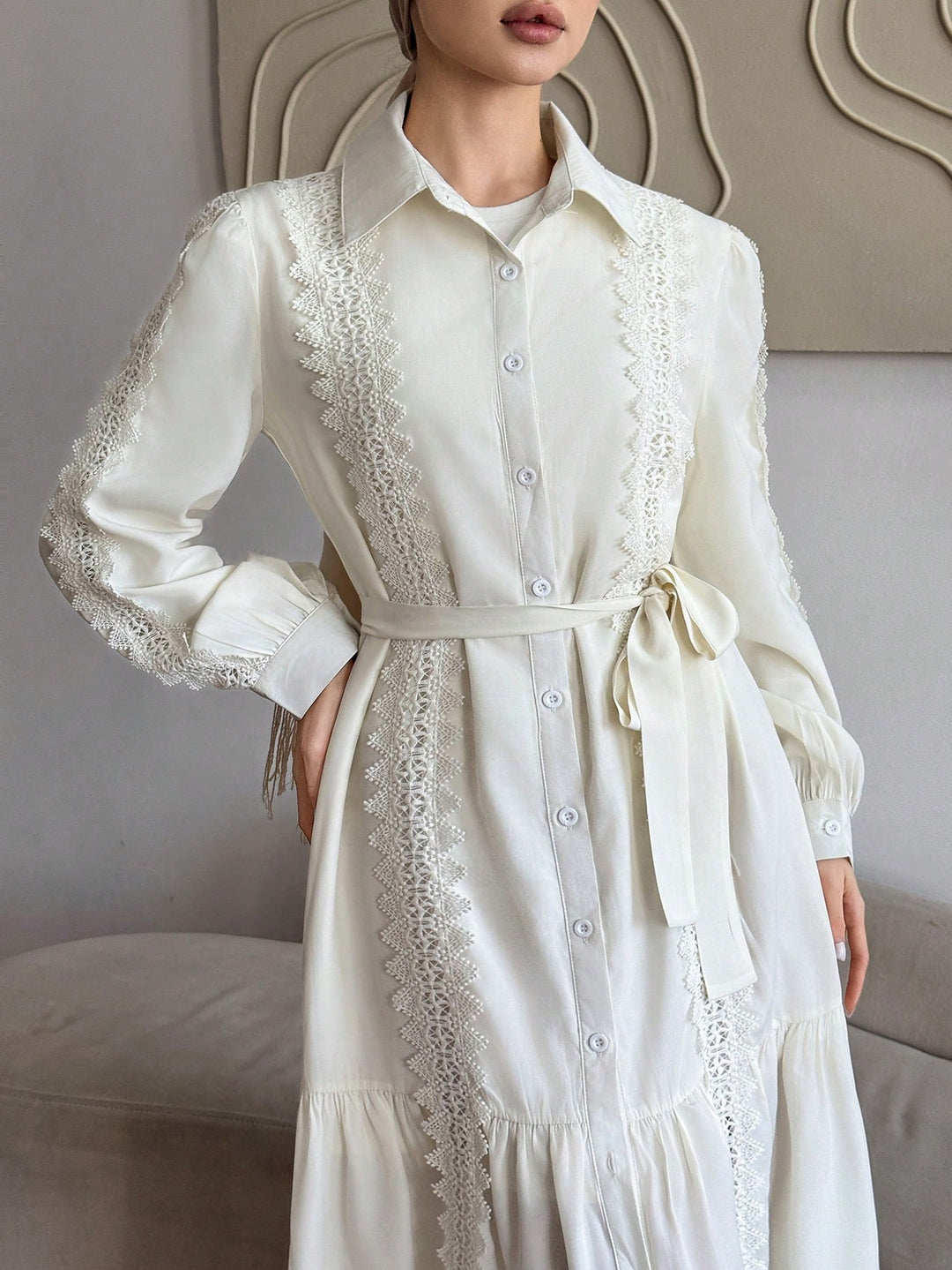 SHEIN midi ruha, bézs