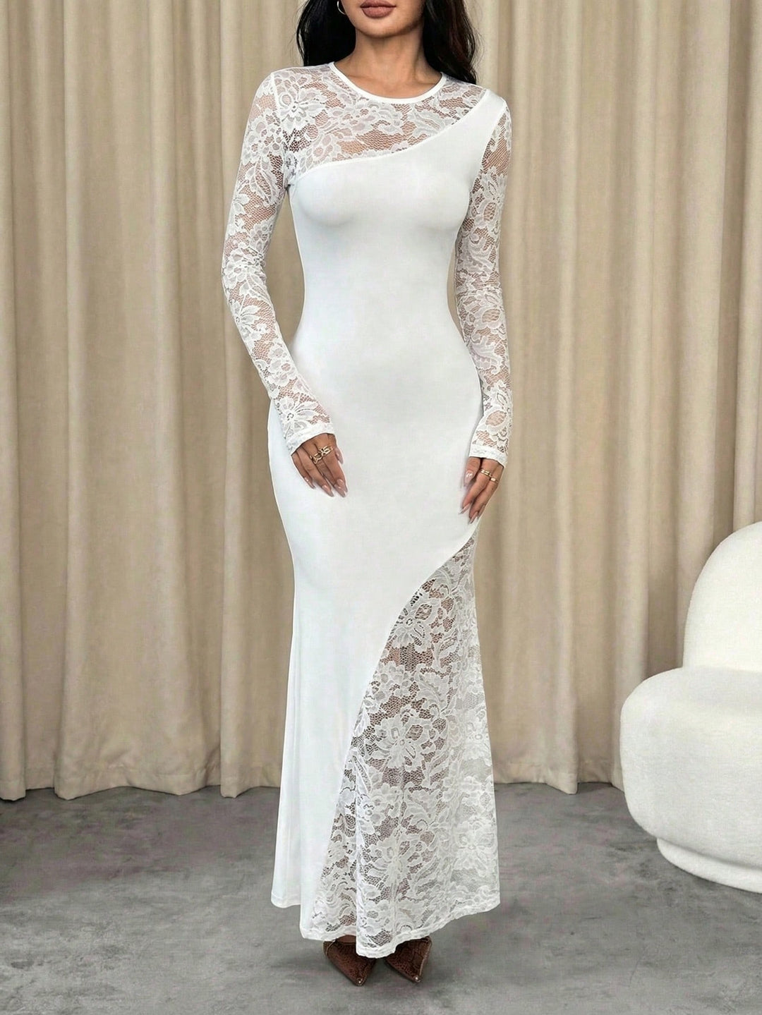 Rochie maxi SHEIN, alb
