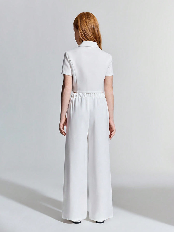 Costum casual SHEIN, alb