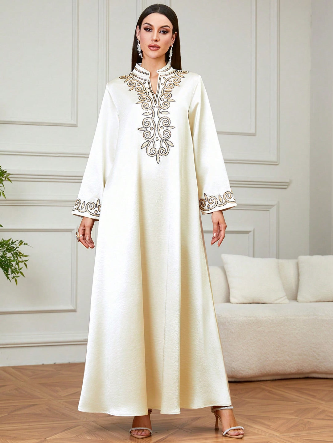 Set caftan și jalabiya SHEIN, portocaliu