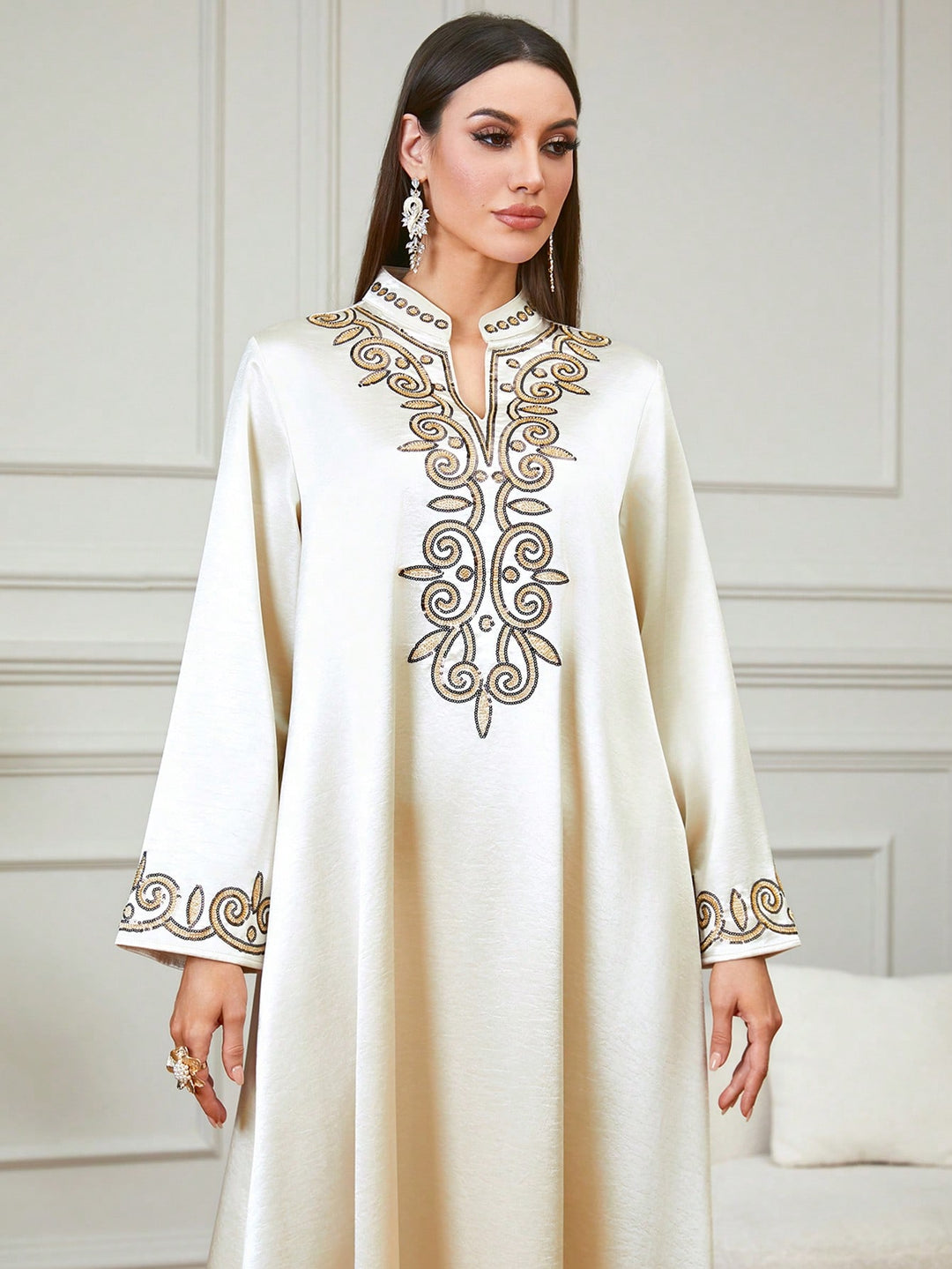 Set caftan și jalabiya SHEIN, portocaliu