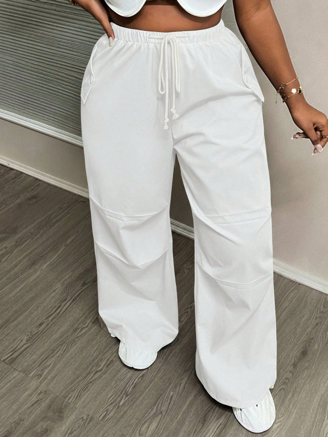 Pantaloni SHEIN, alb