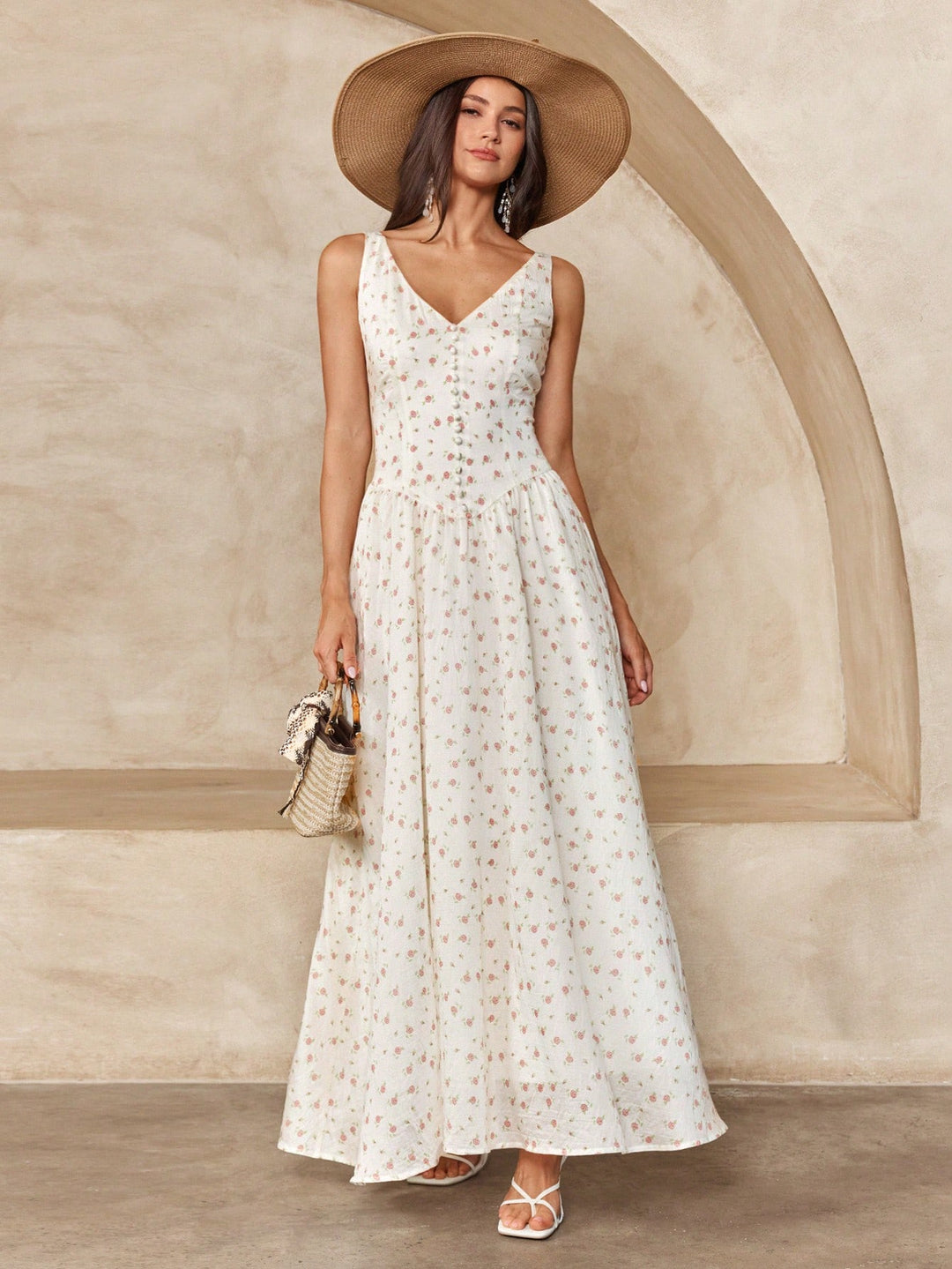 Rochie maxi SHEIN, bej