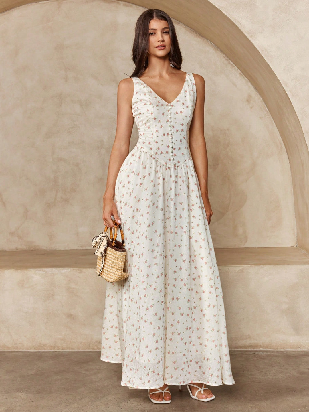 Rochie maxi SHEIN, bej