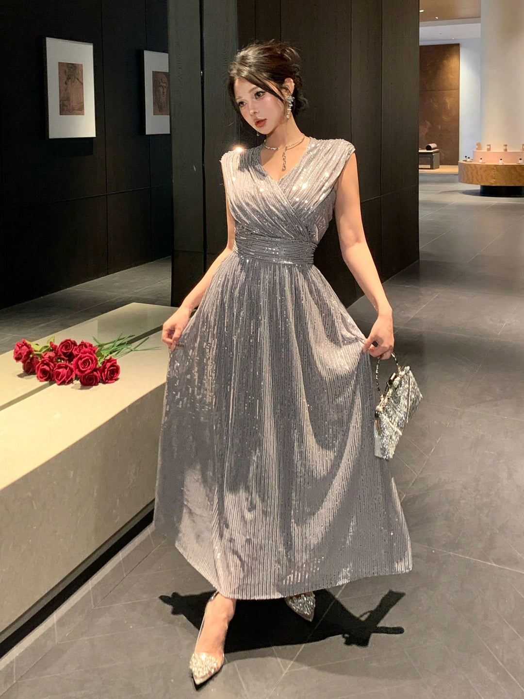 Rochie maxi SHEIN, gri