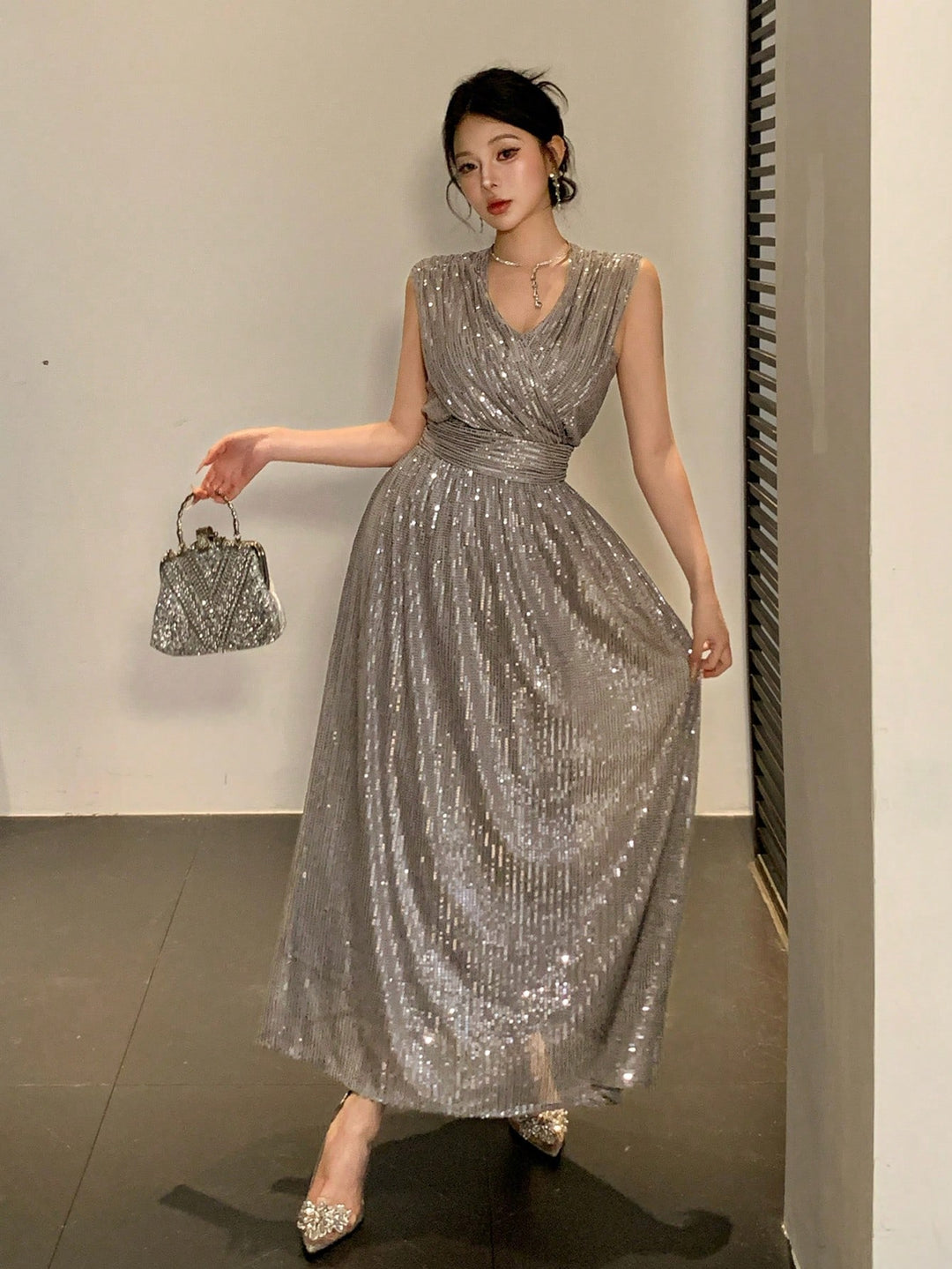 Rochie maxi SHEIN, gri