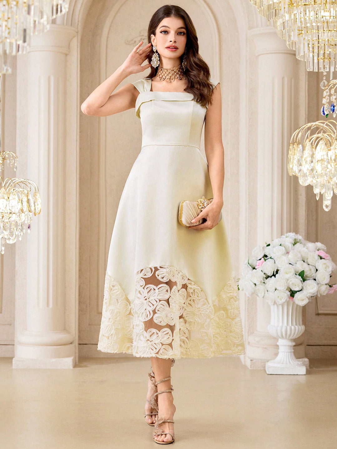 Rochie midi SHEIN, bej