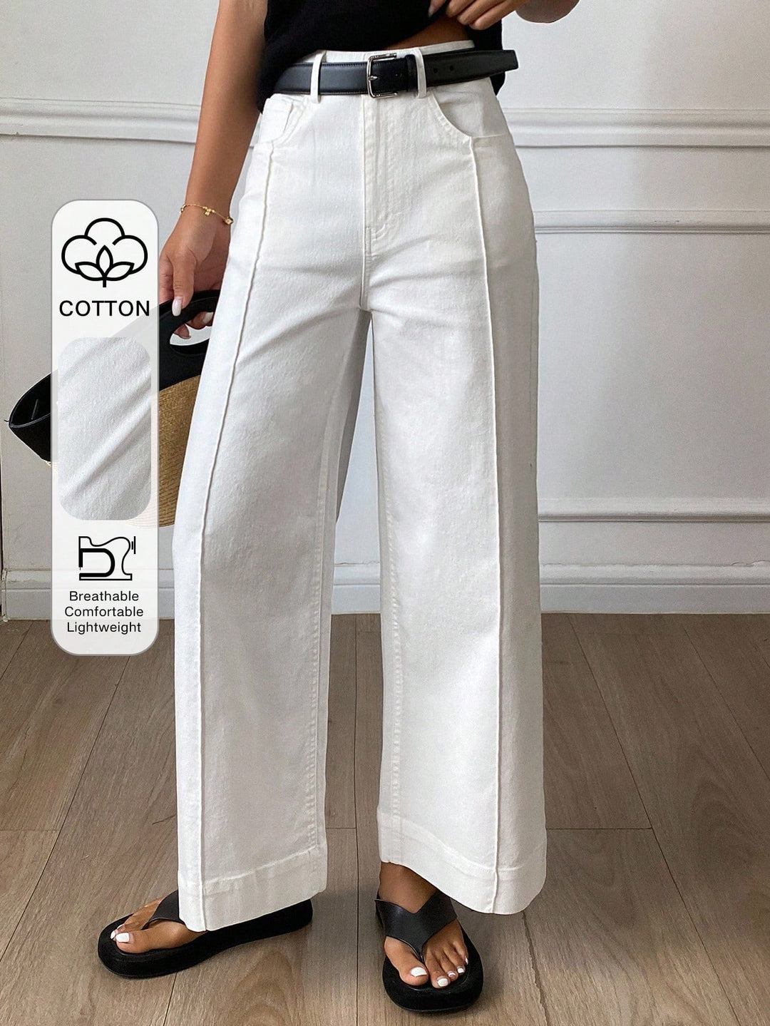 Pantaloni SHEIN, alb