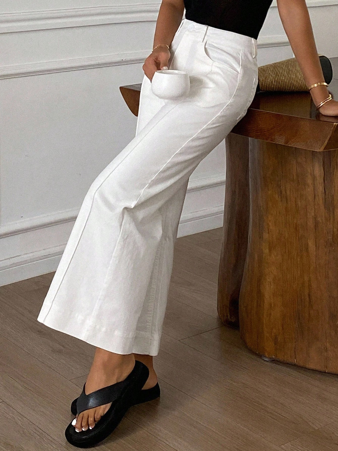 Pantaloni SHEIN, alb