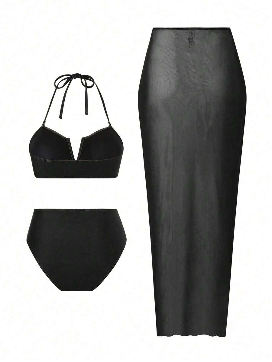Set costum de baie SHEIN, negru