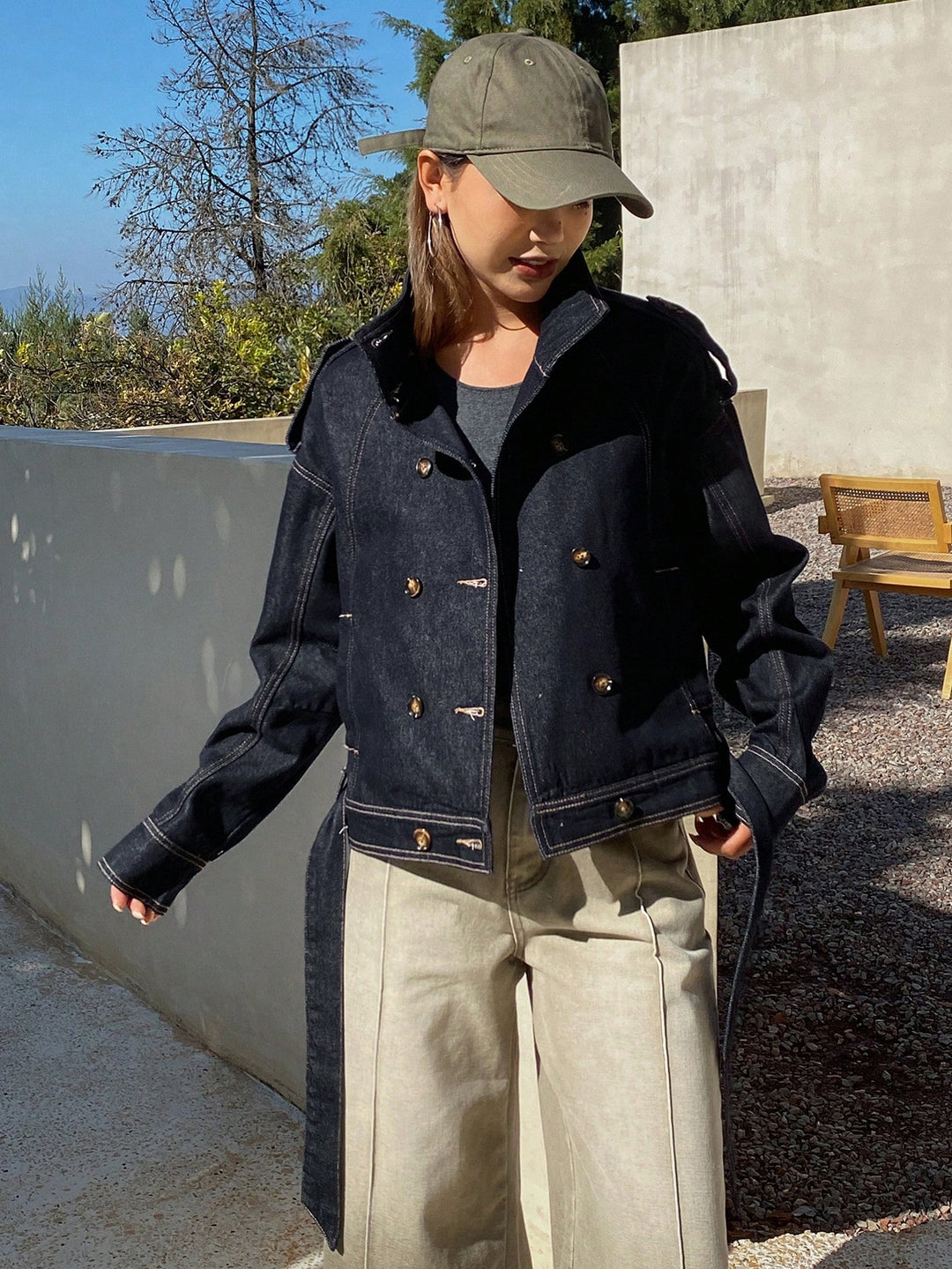Jachetă denim SHEIN, albastru
