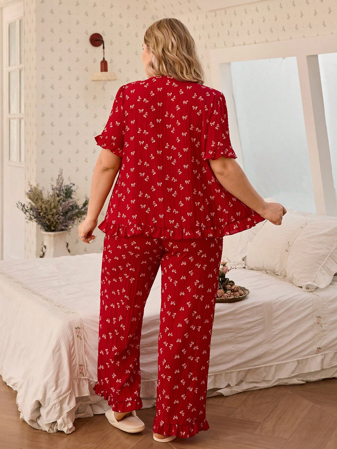 Set pijamale SHEIN, roșu