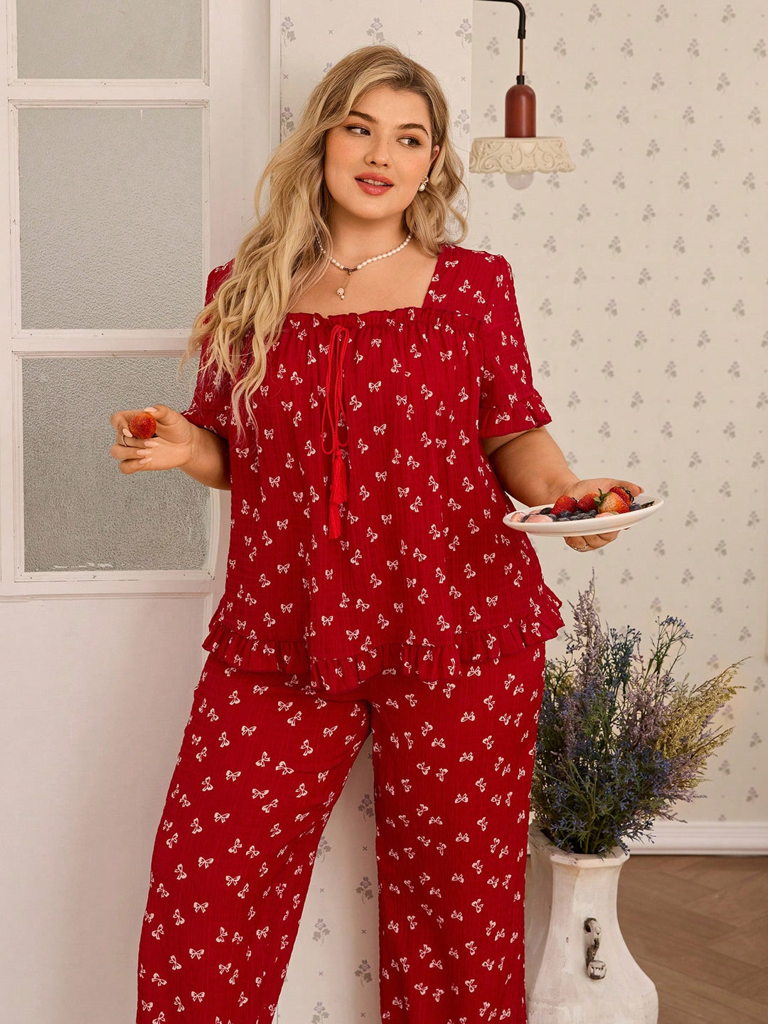 Set pijamale SHEIN, roșu