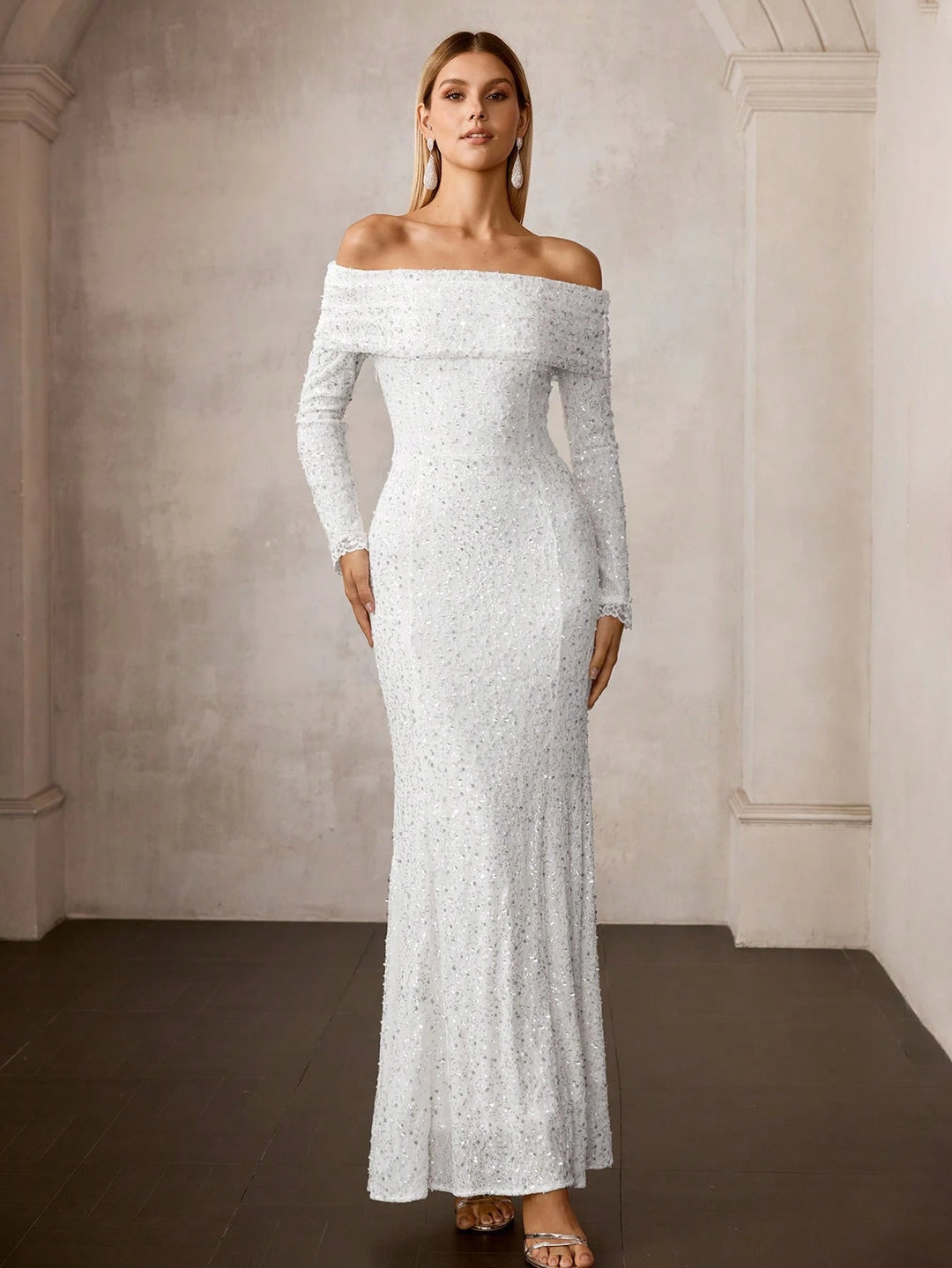 Rochie de ocazie SHEIN, alb